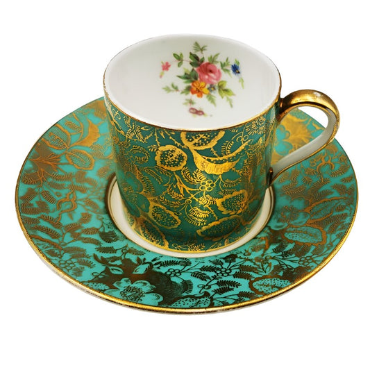 Minton Brocade Espresso Coffee Cups Demitasse Turquoise