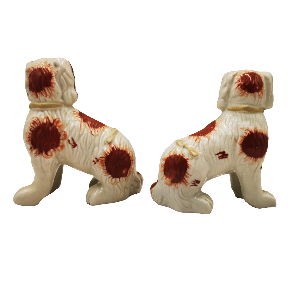 Pair of Antique Small Staffordshire Style China Dogs