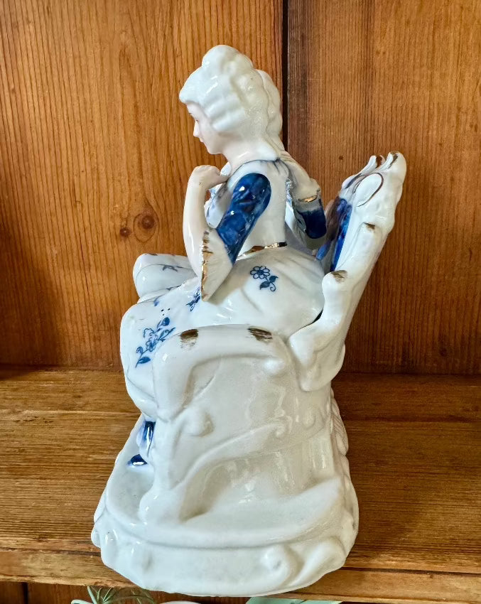 The Ronaldo Collection Blue And White China Figurine Of A Georgian Couple