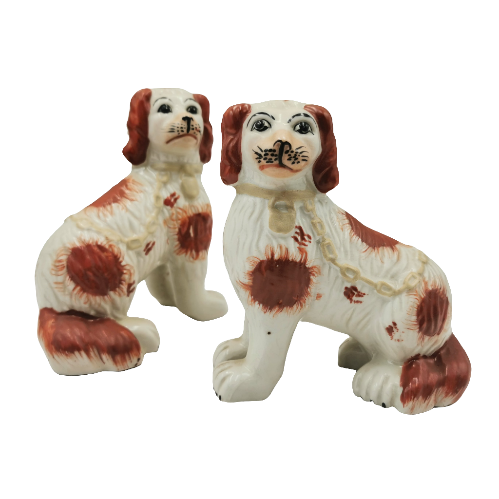 Pair of Antique Small Staffordshire Style China Dogs