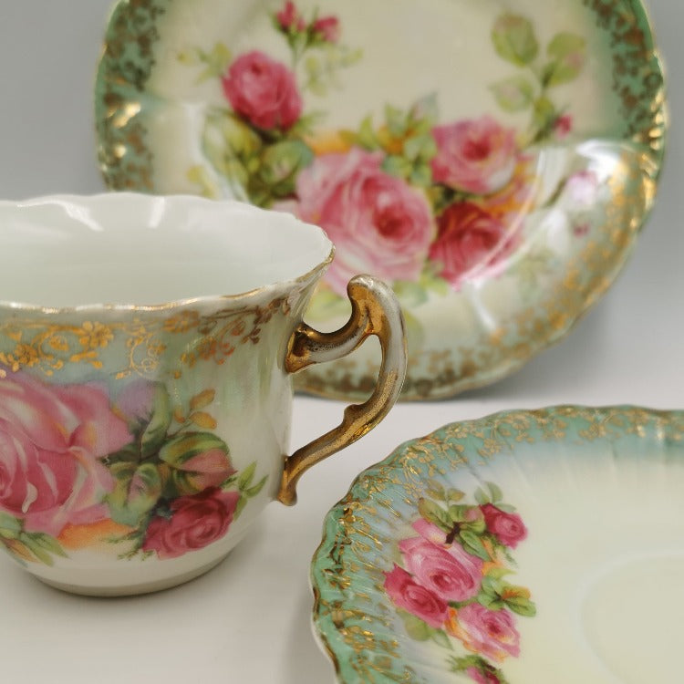 antique German porcelain floral rose pattern