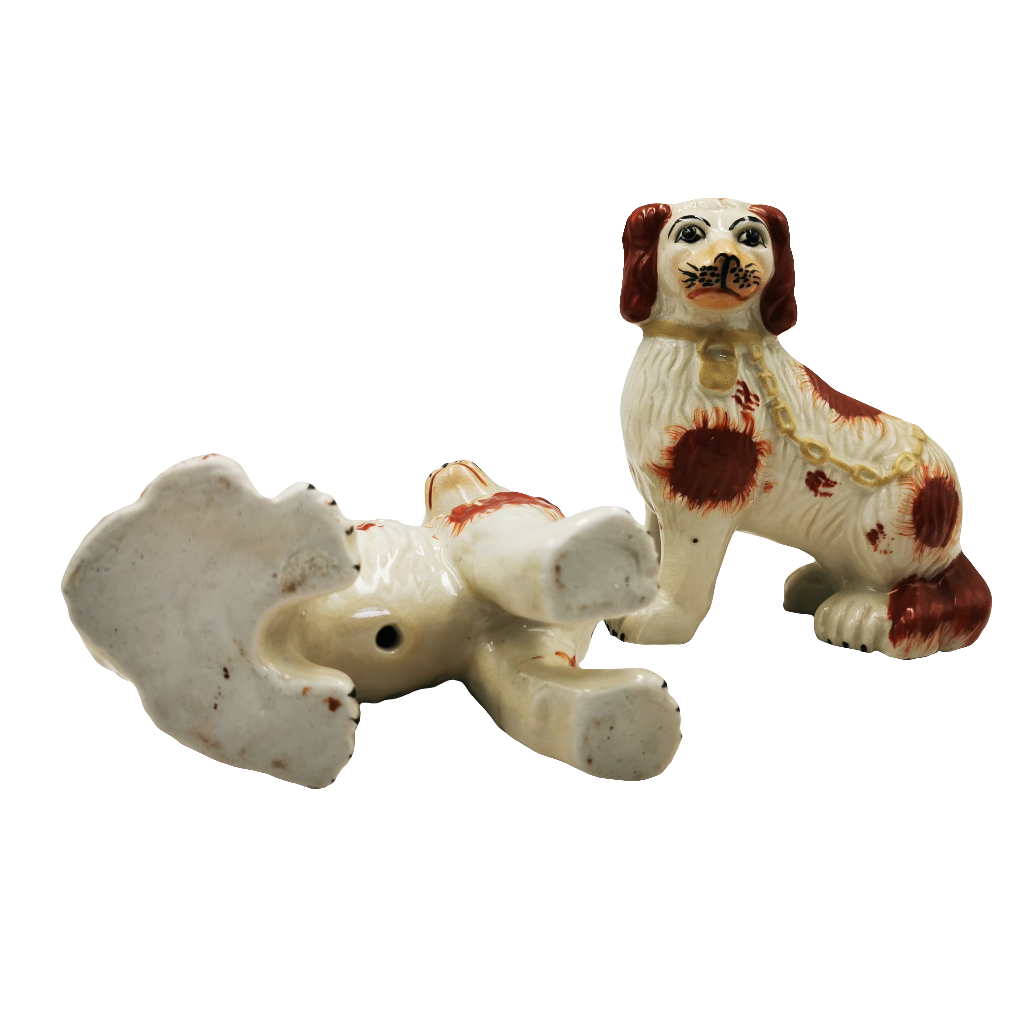 Pair of Antique Small Staffordshire Style China Dogs