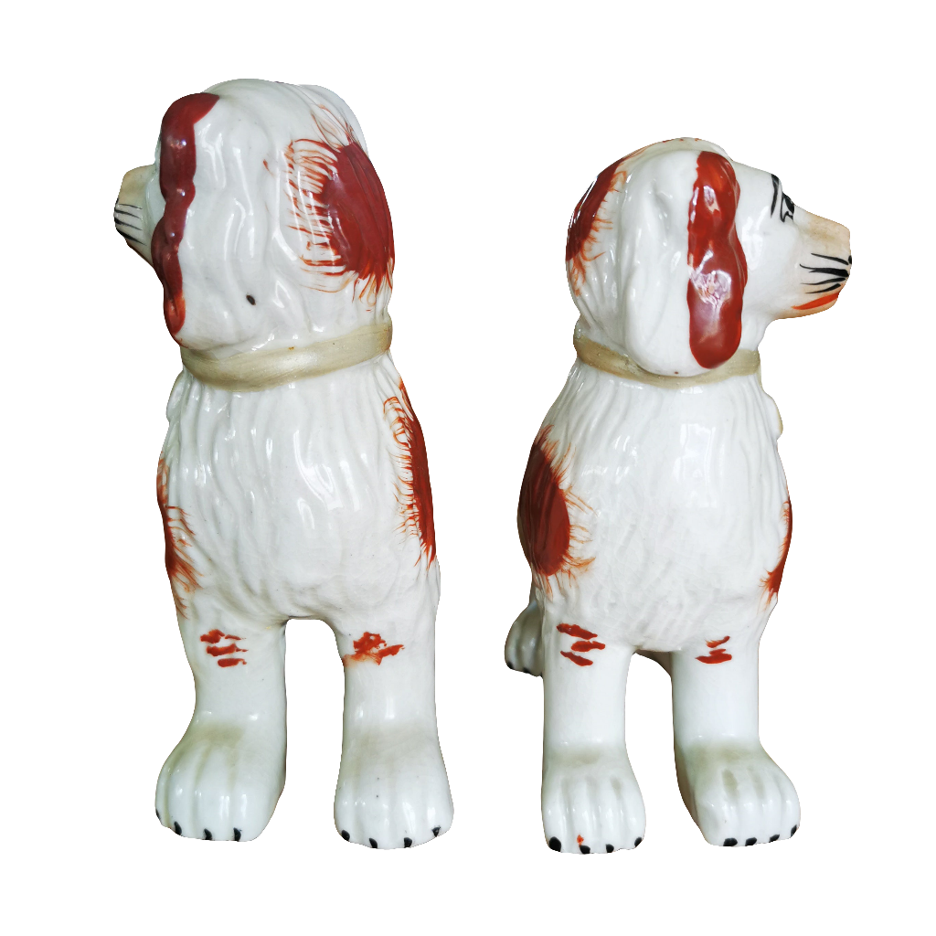 Pair of Antique Small Staffordshire Style China Dogs