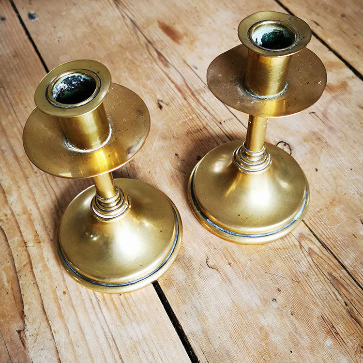 Pair Antique 19th Century English Brass Candlesticks William Tonks And Sons
