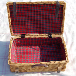 Vintage Picnic Basket With Tartan Lining