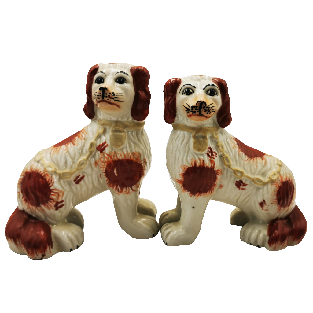 Pair of Antique Small Staffordshire Style China Dogs
