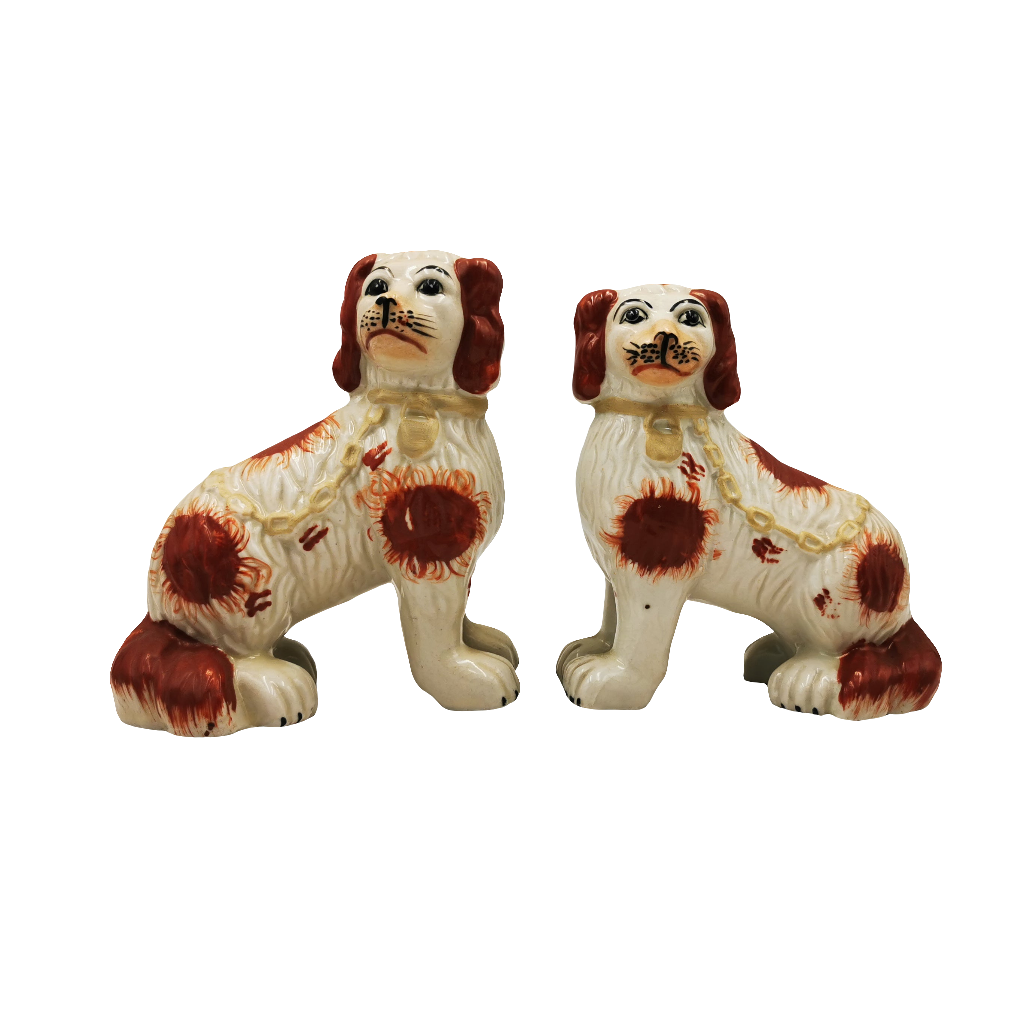 Pair of Antique Small Staffordshire Style China Dogs