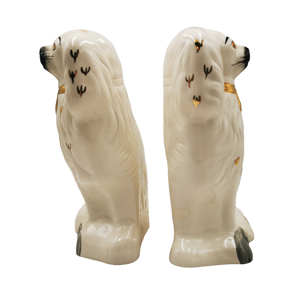Pair of Beswick Cream & Copper Lustre Decorated Staffordshire China Spaniel Dogs