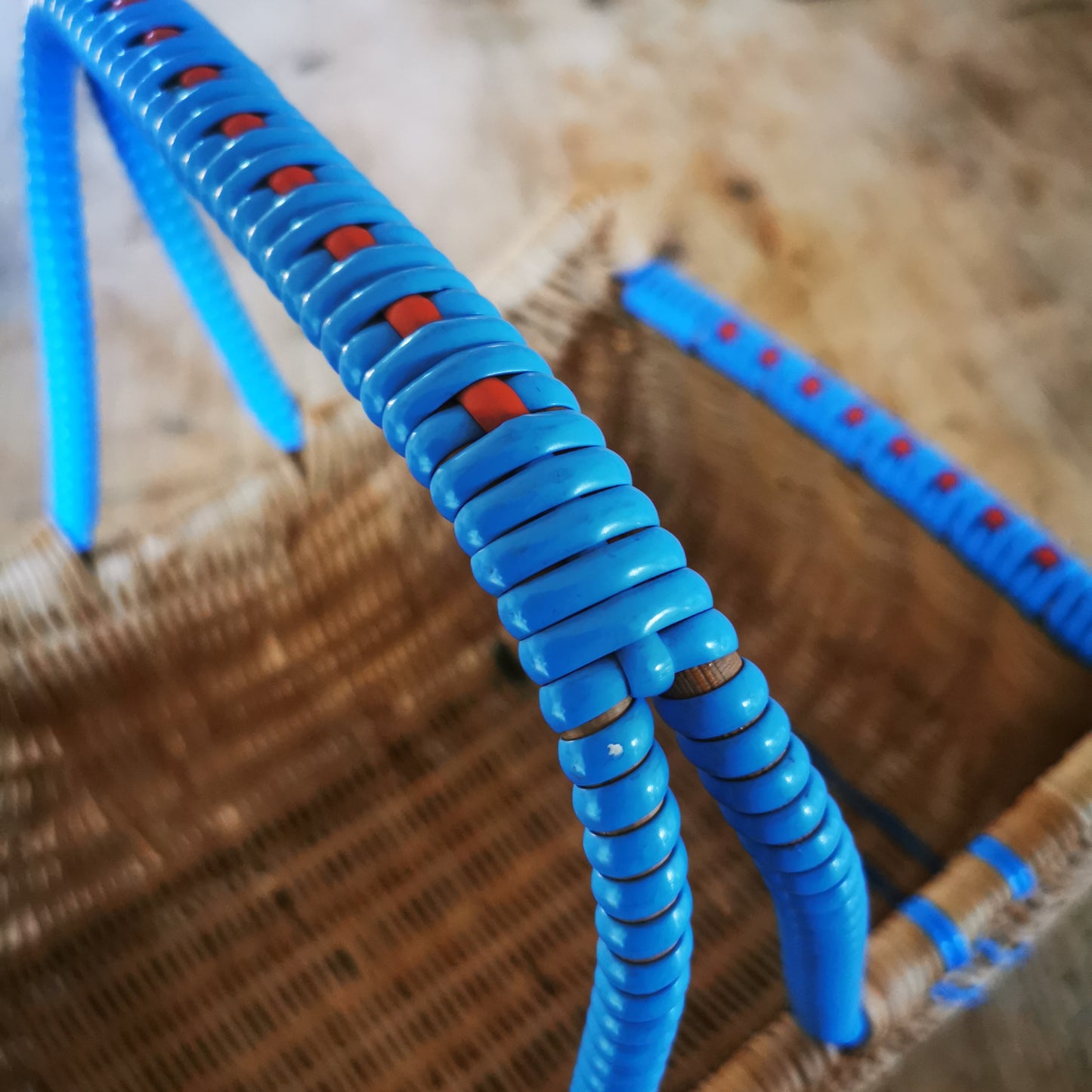 vintage shopping baskets used uk blue handle