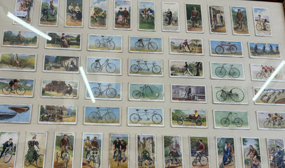 Framed Collection Of 50 Players Cigarette Cards On The Theme Of Bicycling Vintage