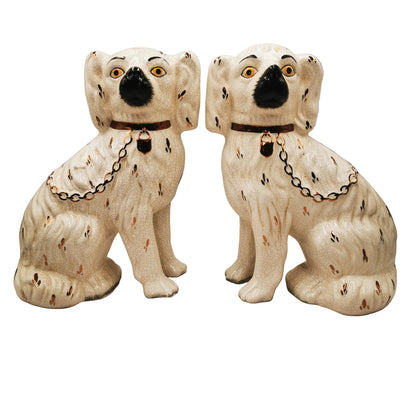Large Pair Mid 20th Century William Kent Staffordshire Spaniel Style China Dogs