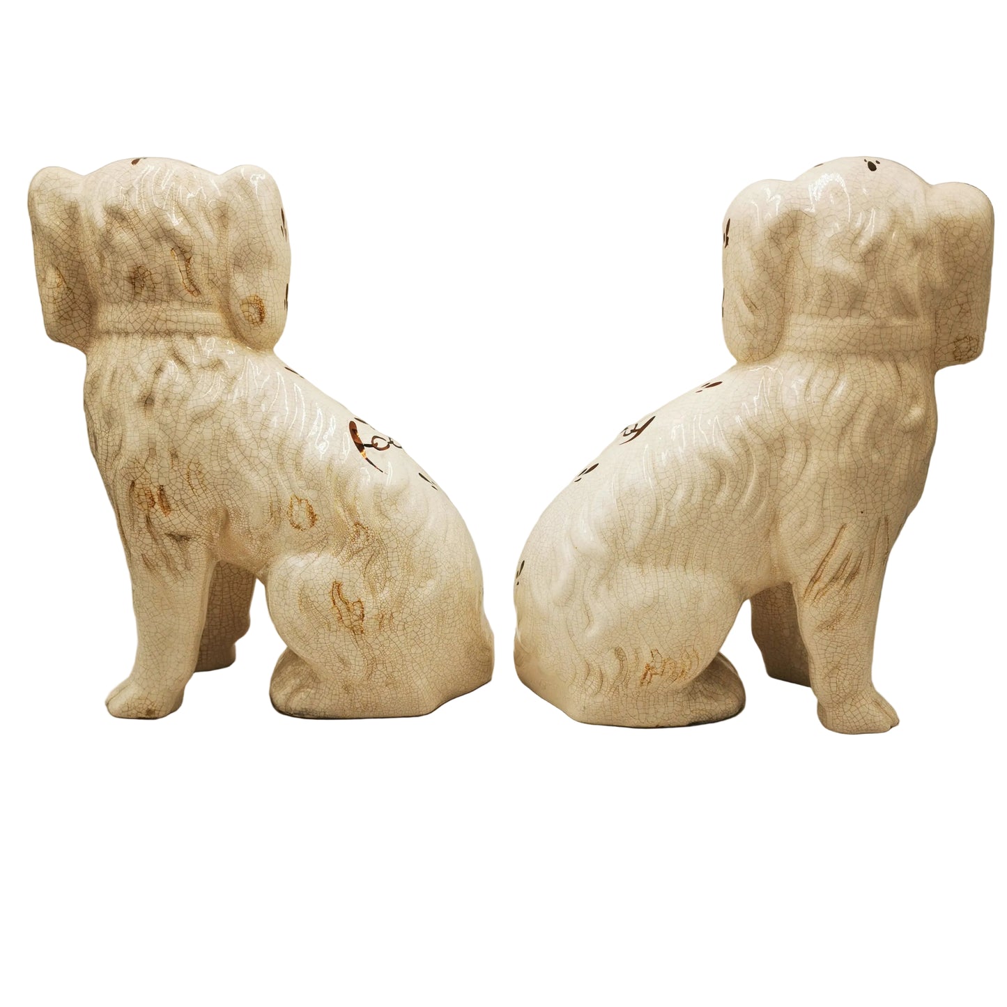 Large Pair Mid 20th Century William Kent Staffordshire Spaniel Style China Dogs