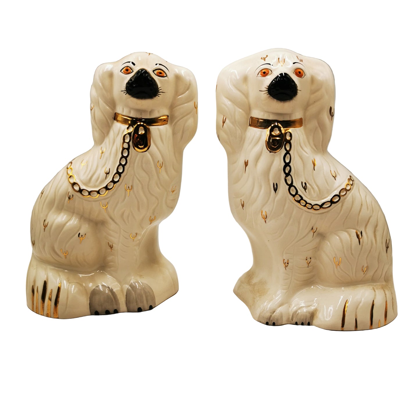 Royal Doulton Cream & Copper Lustre Decorated Staffordshire China Spaniel Dogs