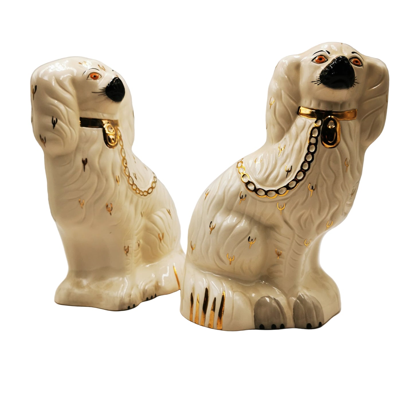Royal Doulton Cream & Copper Lustre Decorated Staffordshire China Spaniel Dogs