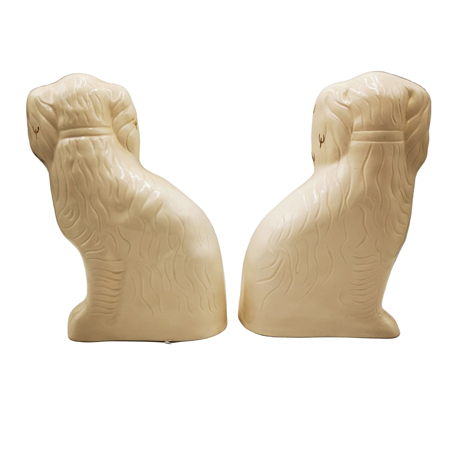 Royal Doulton Cream & Copper Lustre Decorated Staffordshire China Spaniel Dogs