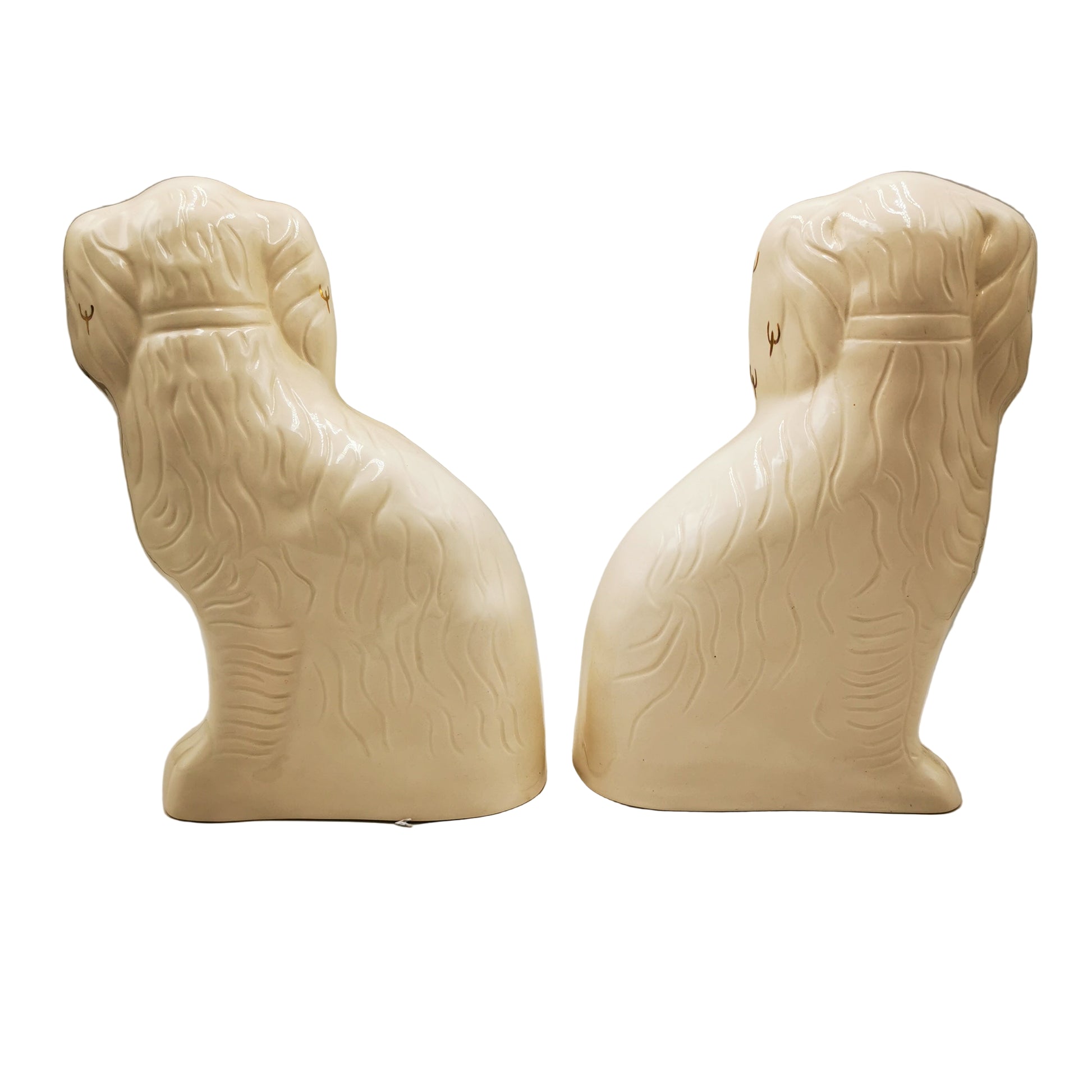 Royal Doulton Cream & Copper Lustre Decorated Staffordshire China Spaniel Dogs