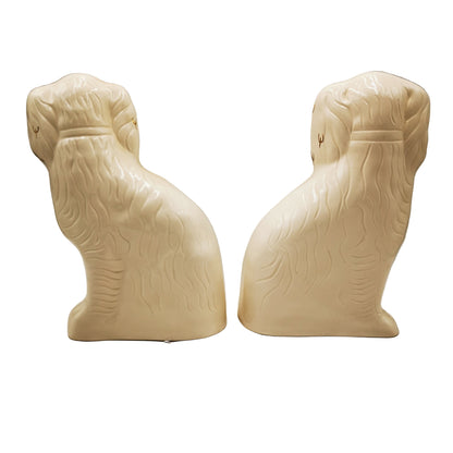 Royal Doulton Cream & Copper Lustre Decorated Staffordshire China Spaniel Dogs