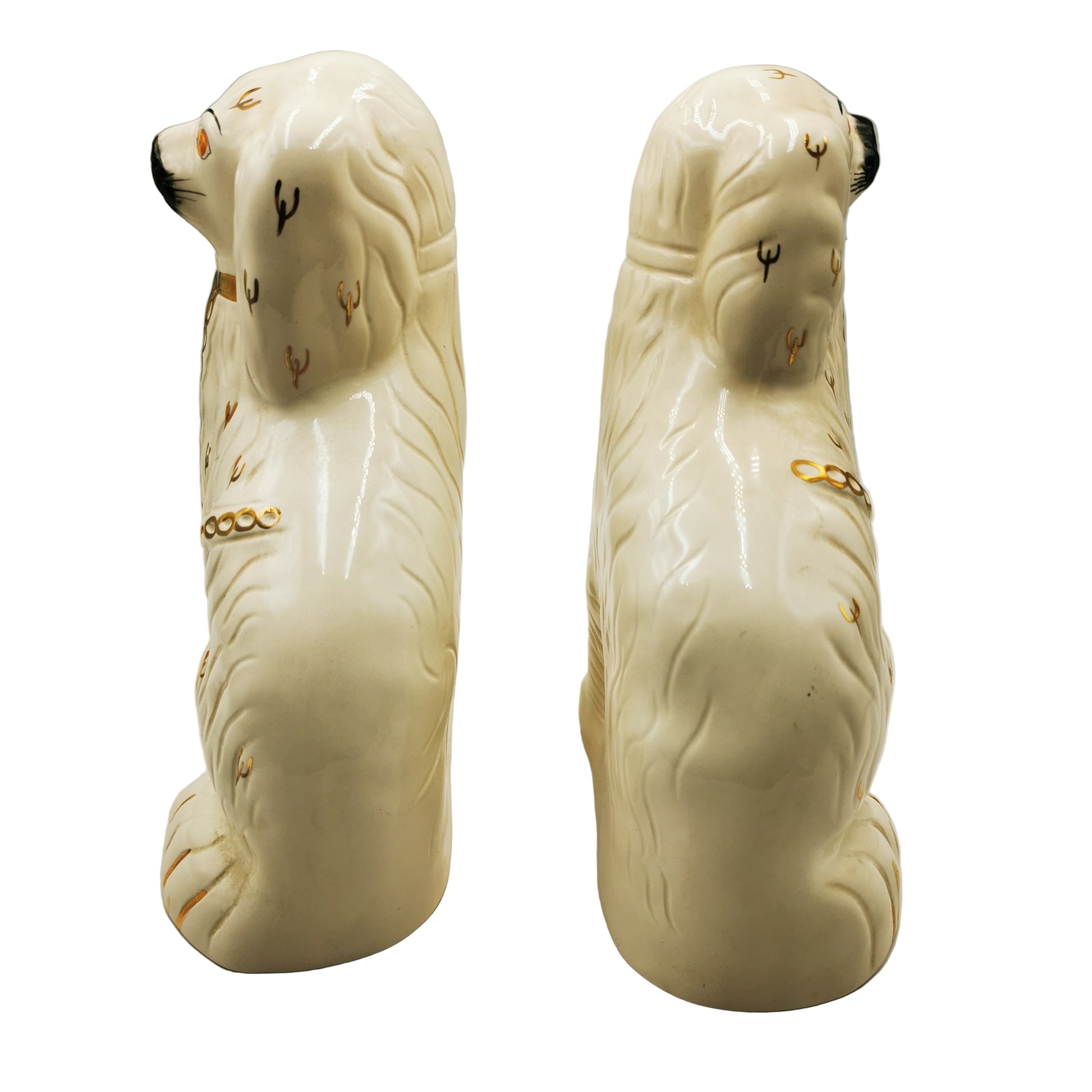 Royal Doulton Cream & Copper Lustre Decorated Staffordshire China Spaniel Dogs