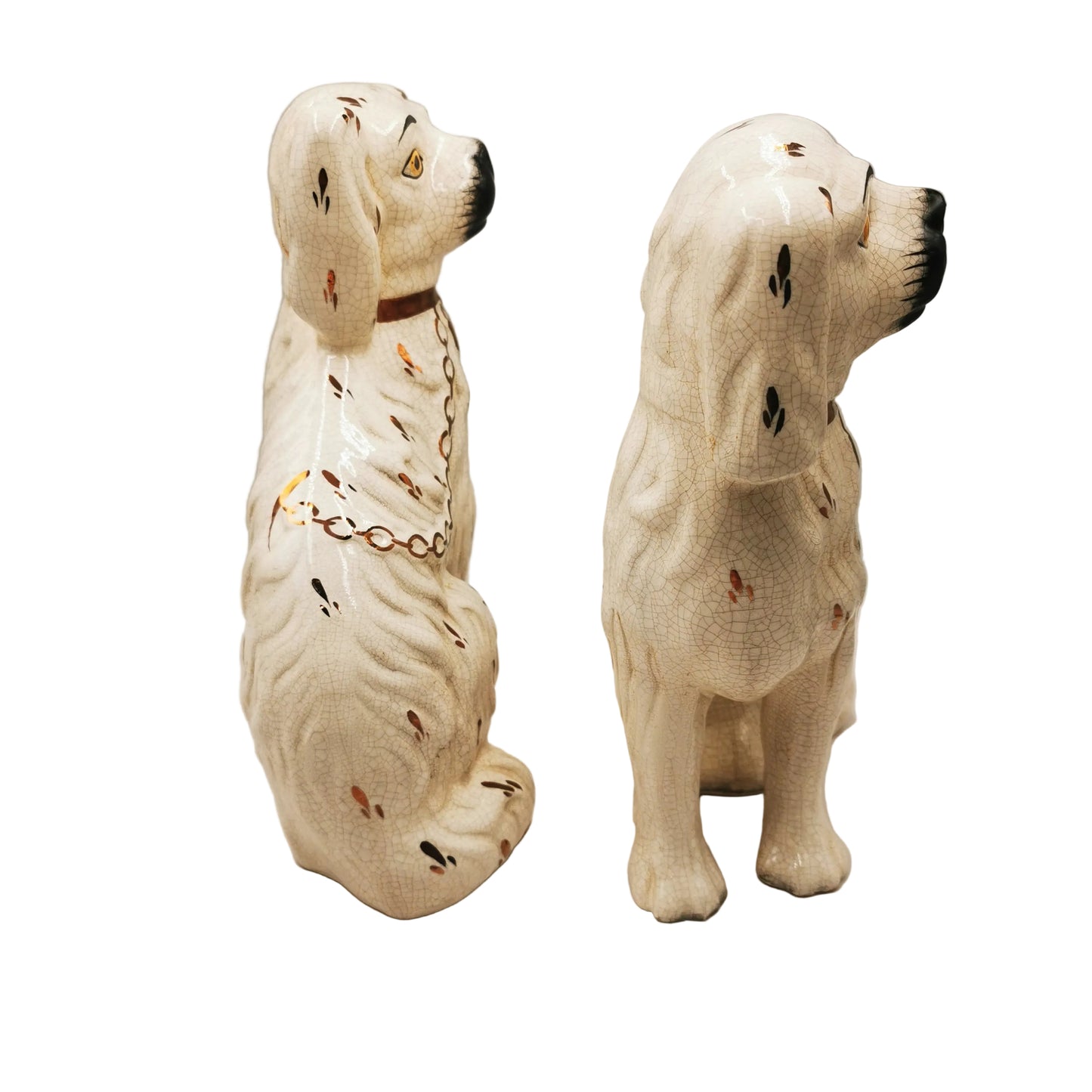 Large Pair Mid 20th Century William Kent Staffordshire Spaniel Style China Dogs