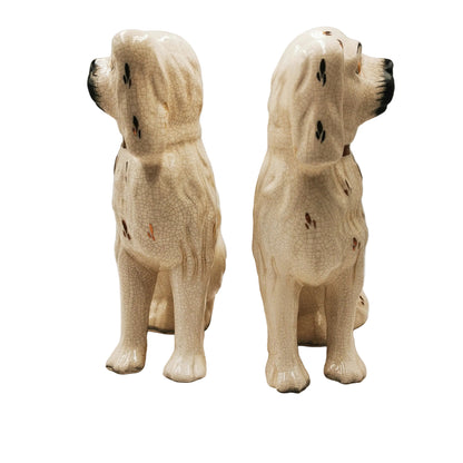 Large Pair Mid 20th Century William Kent Staffordshire Spaniel Style China Dogs